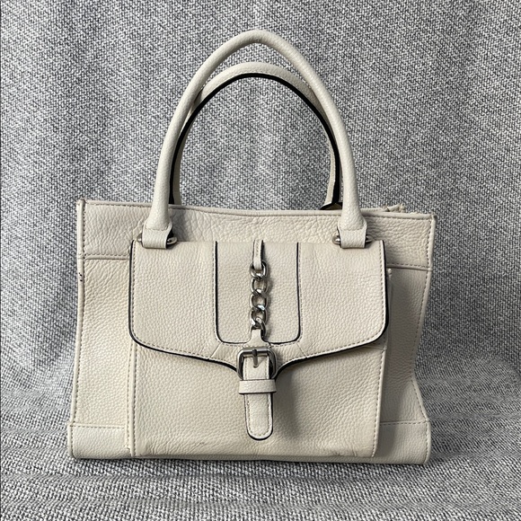 Giani Bernini Handbags - Giani Bernini Cream Satchel with Chain Detail